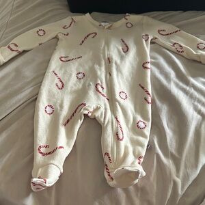 Cozy Cream Candy Cane Kids One Piece